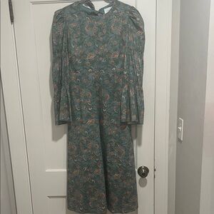 Chic Long Sleeve Floral Dress in Teal